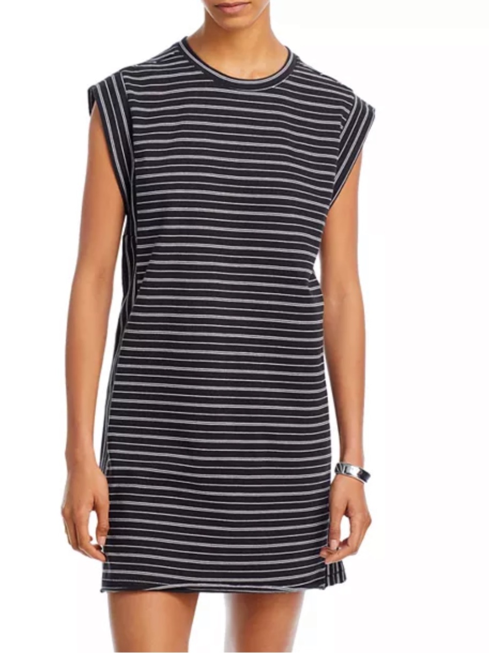 Rag & Bone Heavy Jersey Muscle Dress Women's M Black White Striped Mini Classic